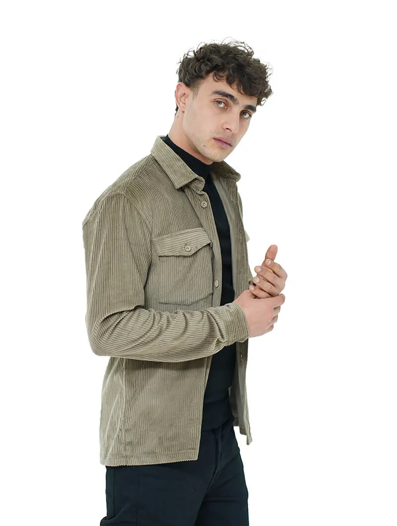 Surchemise en velours col chemise